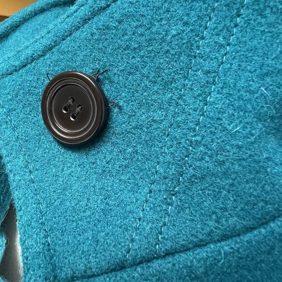 Vintage International Scene Teal Double Breasted Wool Trench Coat Size 11 / 12 - Picture 12 of 15